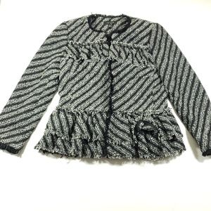 Ann Taylor Womens ruffled gray black blazer size 2